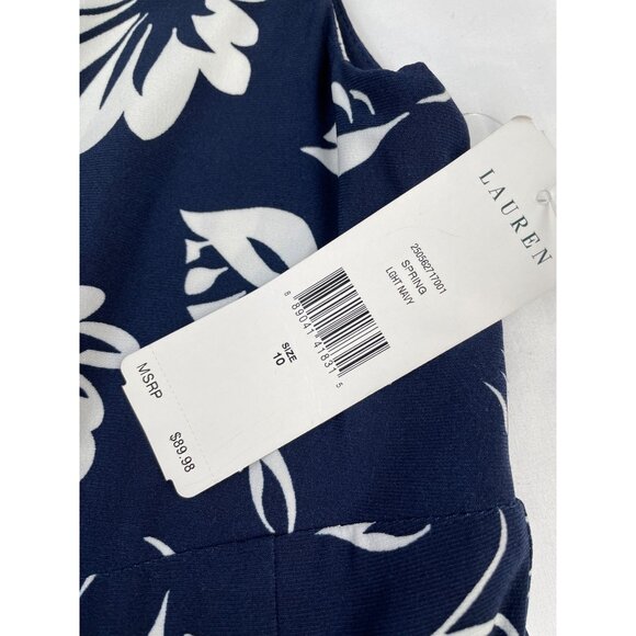 Lauren Ralph Lauren Women's Blue Tropical Leaf Sleeveless Dress SIze 10 SKU 4400 - Picture 6 of 6